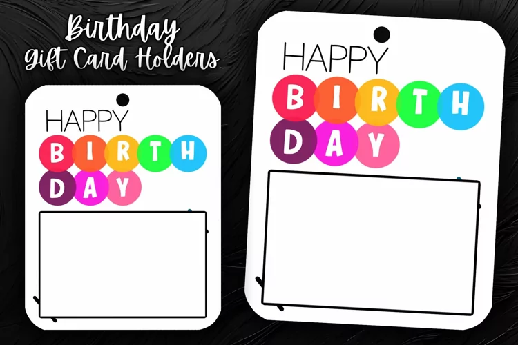 Colorful Dots Birthday Words Print & Cut Gift Card