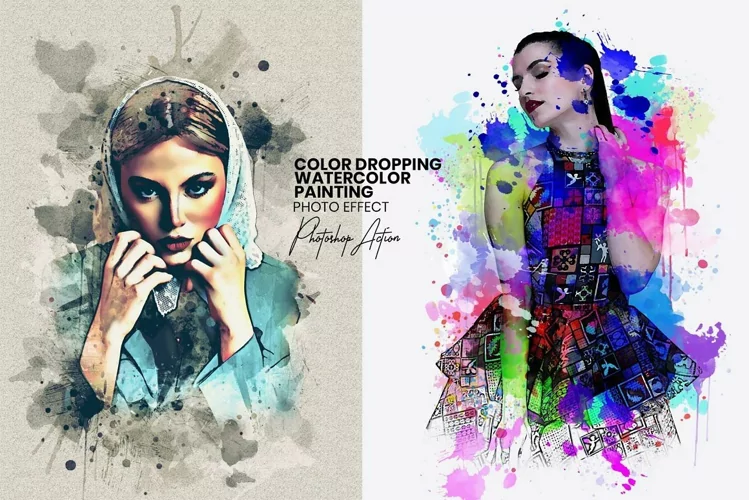 Color Dropping Watercolor Painting