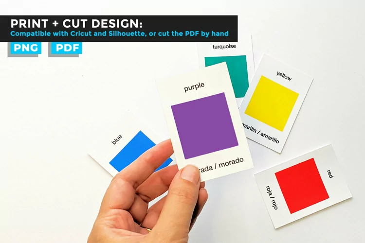 Bilingual English Spanish Print & Cut Flash Cards: Colors