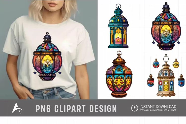 Watercolor Color full Lantern Ramadan Clipart
