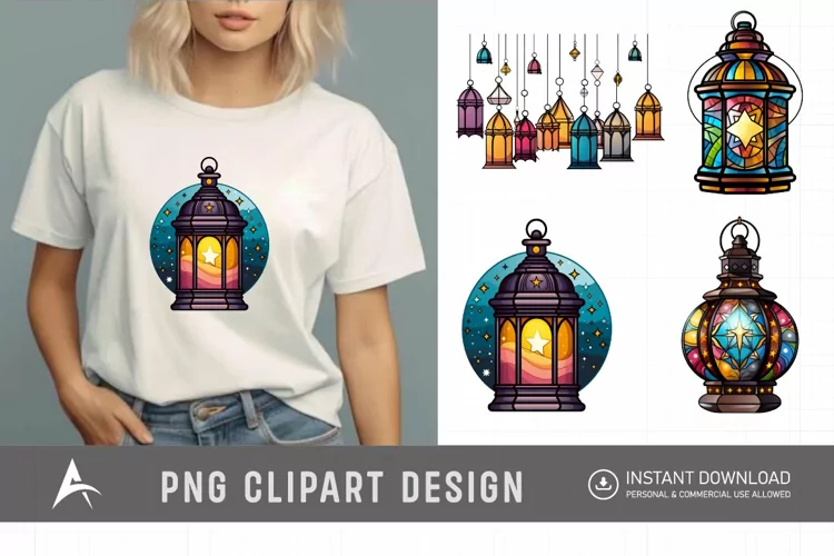 Watercolor Color full Lantern Ramadan Clipart