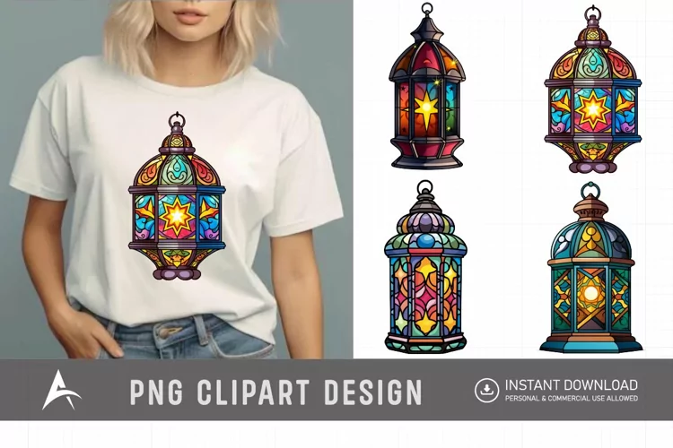 Watercolor Color full Lantern Ramadan Clipart