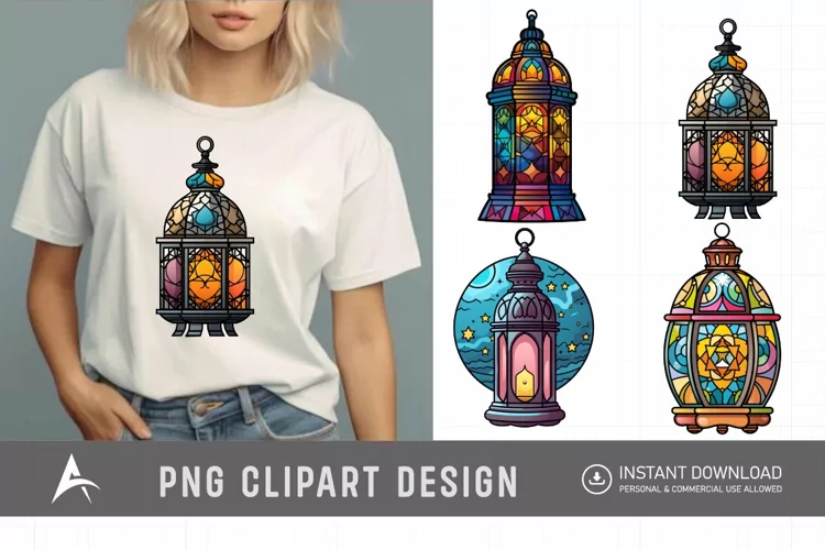 Watercolor Color full Lantern Ramadan Clipart