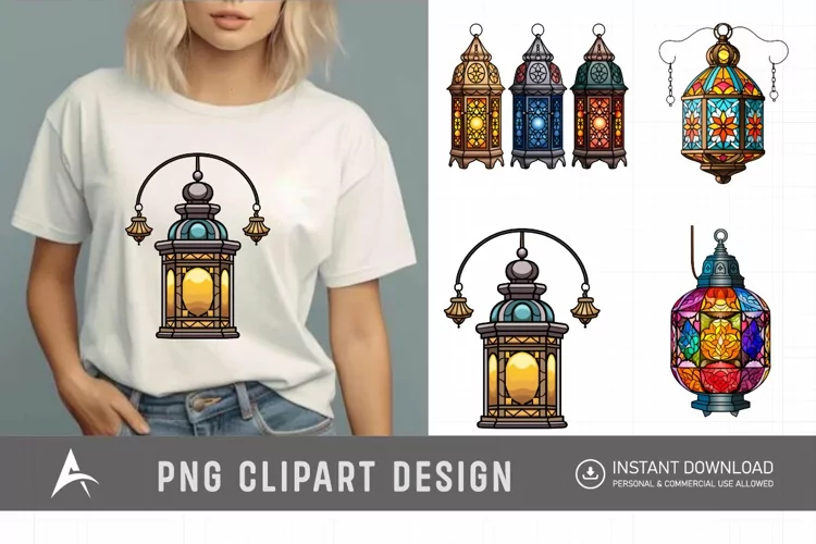 Watercolor Color full Lantern Ramadan Clipart