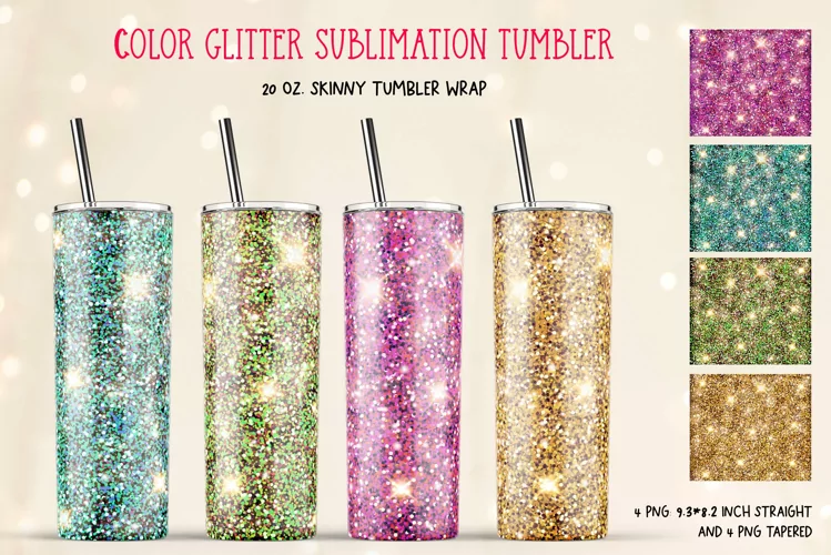 Glitter Tumbler Sublimation. 20 Oz Skinny Tumbler Gold Wrap