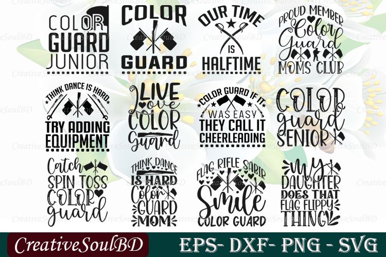 Color Guard SVG Bundle Cut File, Live Love Color Guard Svg, example image 1