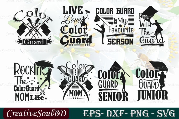 Color Guard SVG Bundle Cut File, Live Love Color Guard Svg, example image 1