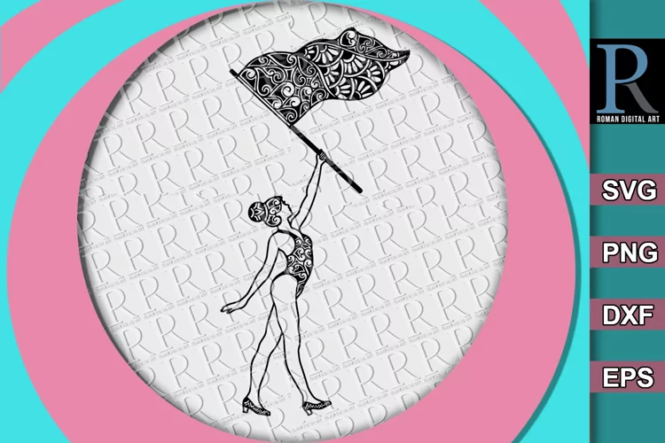 Color guard dancer SVG cutting file, Color guard flag
