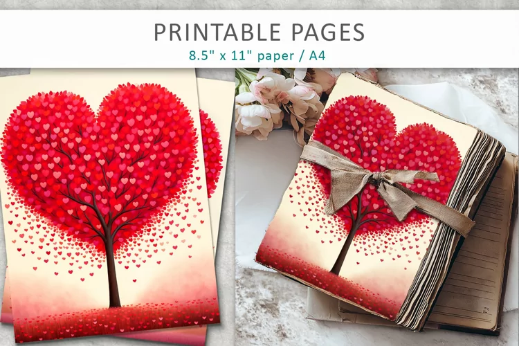 Artistic tree journal pages, scrapbook paper