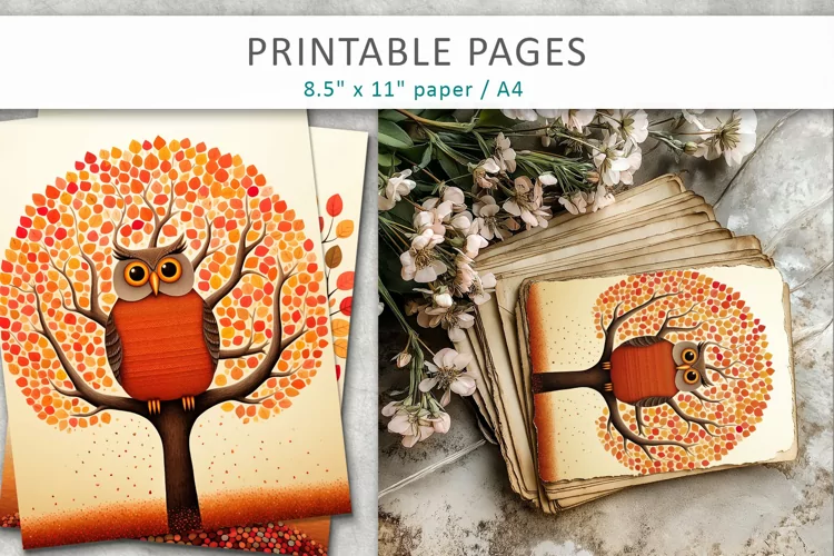 Owl junk journal pages