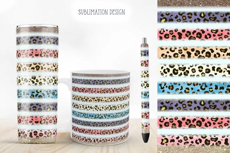 Pastel Leopard Stripes Sublimation|Tumbler, Pen and Mug Wrap