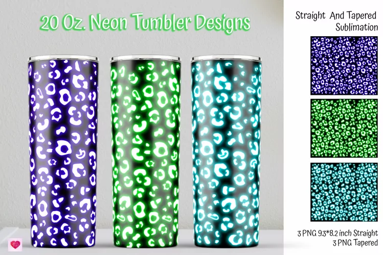 Neon Leopard Skinny Tumbler Sublimation . Green Tumbler Wrap