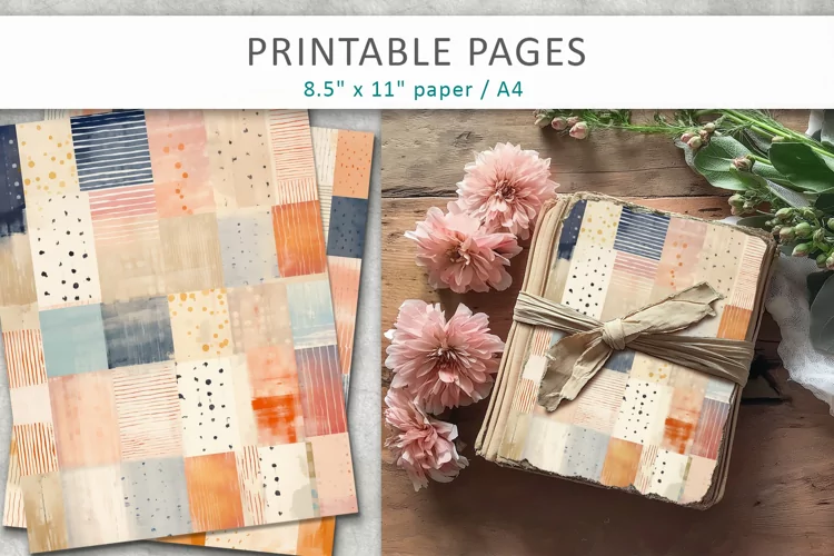 Vintage paper junk journal pages, scrapbook paper