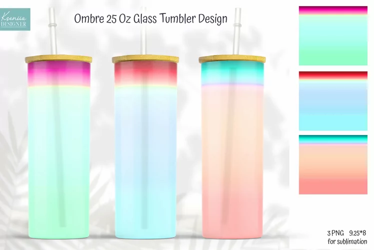 Colourful Ombre For 25 Oz Glass Can Tumbler Wrap