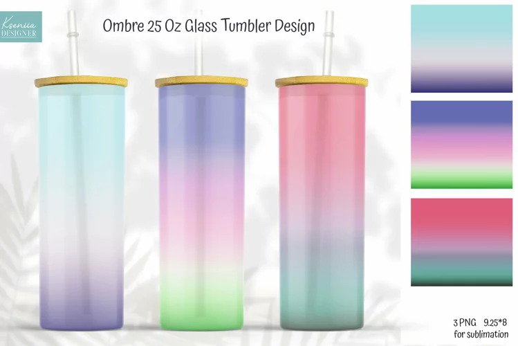 Colorful Ombre For 25 Oz Glass Can Tumbler Wrap