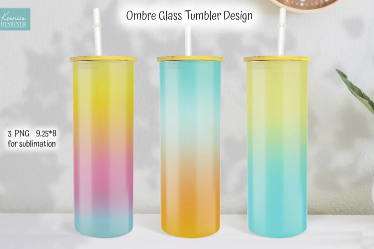 Color Ombre For 25 Oz Glass Can Tumbler Wrap