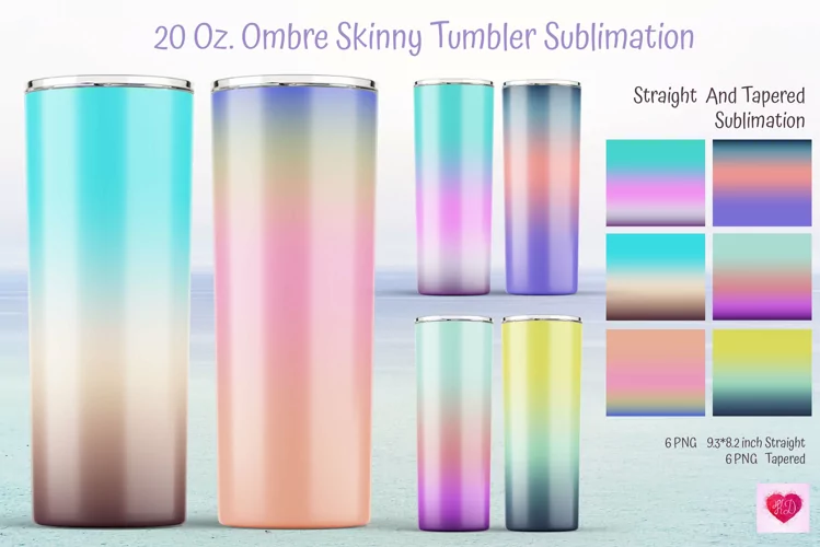 Color Ombre Sublimation Tumbler. Designs For 20 oz Tumbler