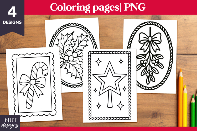 Coloring page for kids Christmas Candy cane, Star, Mistletoe