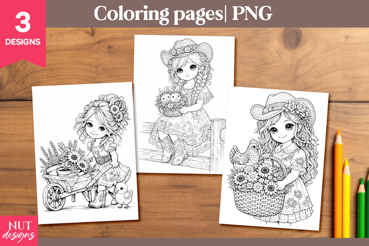 Cute Farm Girl Coloring Pages Spring Coloring Pages for kids