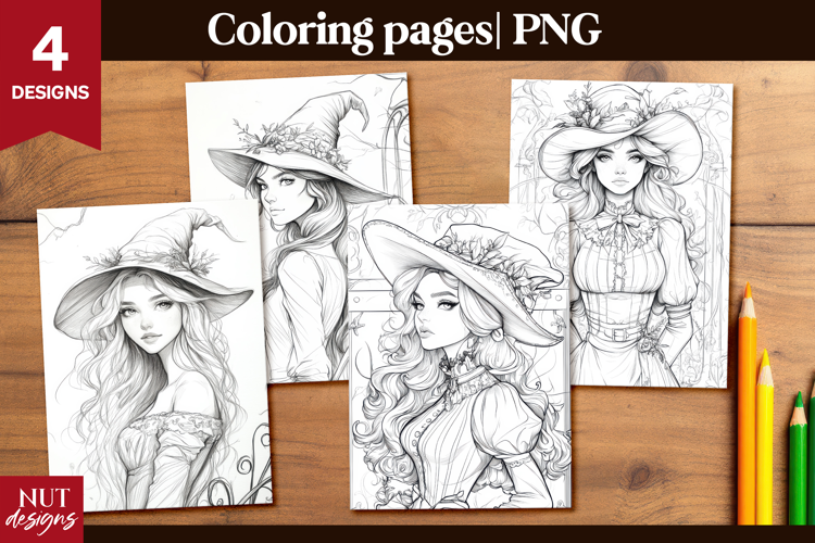 Elegant Witch Coloring Pages for kids Gothic Coloring sheet