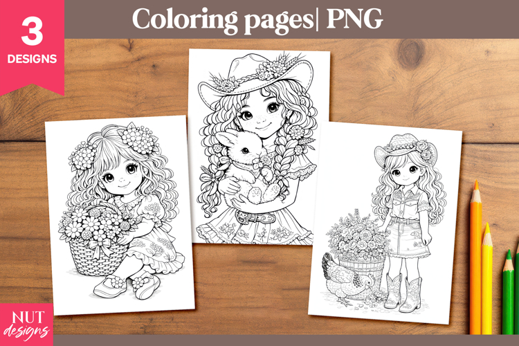 Cute Farm Girl Coloring Pages for kids country girl