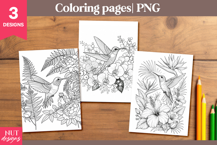 Adult Spring Coloring Pages Floral Hummingbird Coloring page