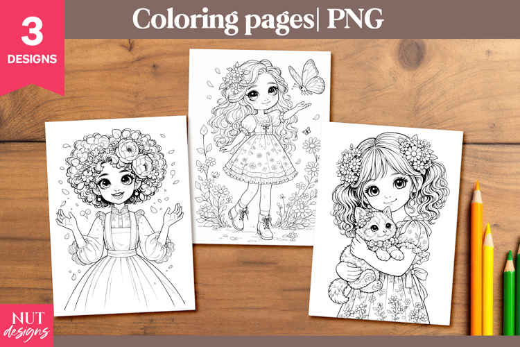 Cute floral Girl Coloring Pages Spring Coloring Pages