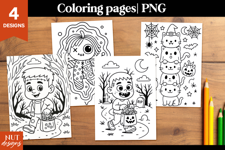 Halloween coloring pages for kids Zombie Voodoo Frankenstein