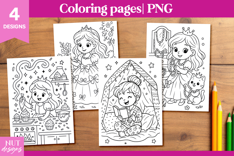 Doll Coloring page for girls Cute Princess coloring page
