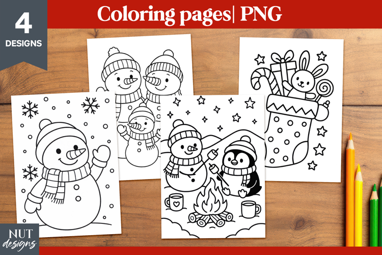 Christmas printables for kids Coloring pages Snowman family