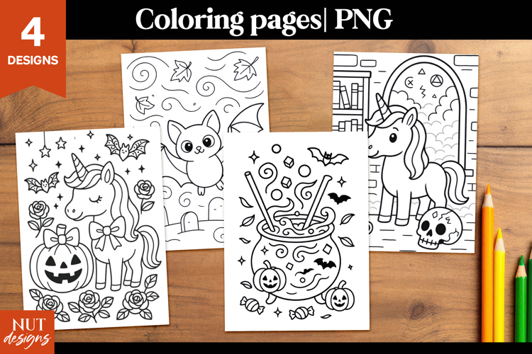 Halloween coloring pages for kids Magical Unicorn Bat