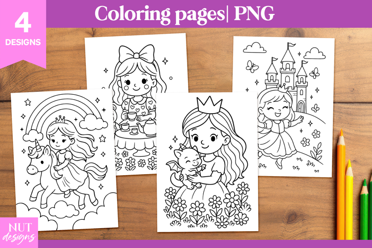 Doll Coloring page for girls Nice Princess coloring page