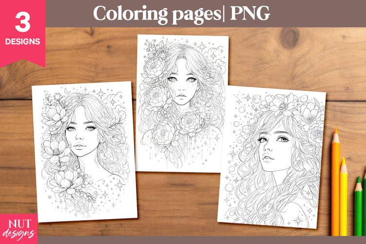 Elegant Coloring Pages Floral Fantasy Girl Coloring Pages