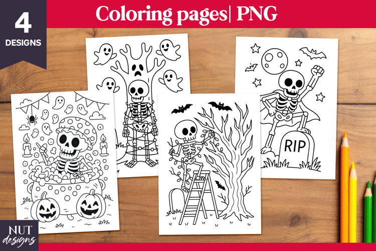Halloween coloring pages Skeleton color page printable