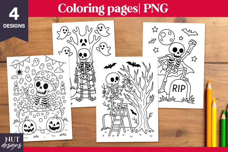 Halloween coloring pages Skeleton color page printable