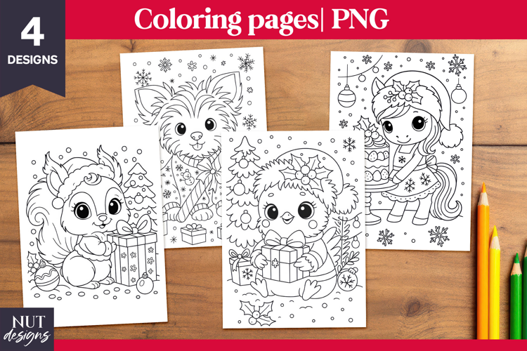 Christmas Coloring pages for kids Christmas baby animals