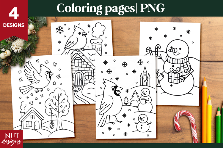 Cardinal Bird Christmas Coloring Pages for Kids printable