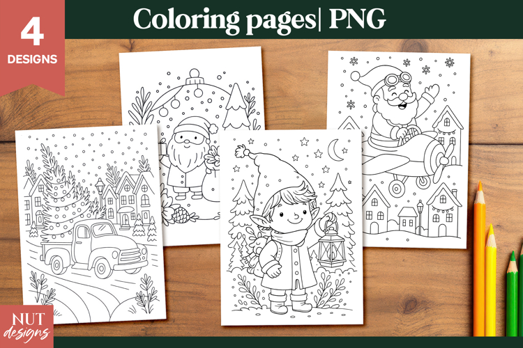 Coloring pages for kids Christmas Santa Coloring Pages PNG