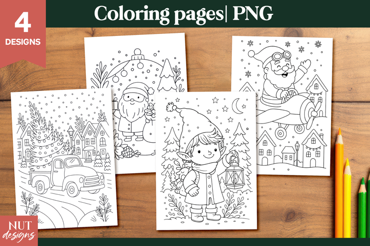 Coloring pages for kids Christmas Santa Coloring Pages PNG