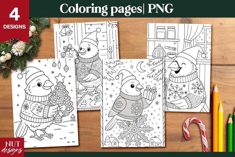 Cardinal Bird Christmas Coloring Pages for Kids printable