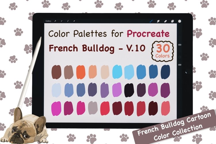 Procreate Color Palette - French Bulldog Cartoon V.10 example image 1