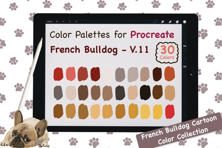 Procreate Color Palette - French Bulldog Cartoon V.11 example image 1