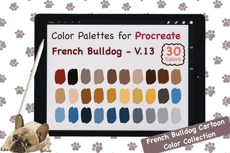 Procreate Color Palette - French Bulldog Cartoon V.13 example image 1