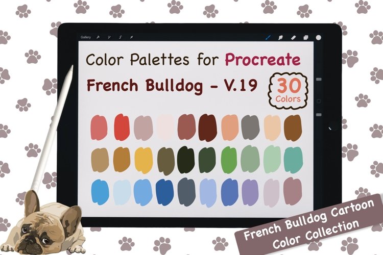 Procreate Color Palette - French Bulldog Cartoon V.19 example image 1