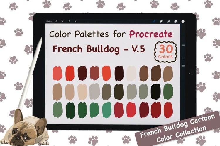 Procreate Color Palette - French Bulldog Cartoon V.5 example image 1