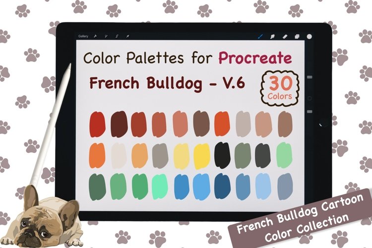 Procreate Color Palette - French Bulldog Cartoon V.6 example image 1