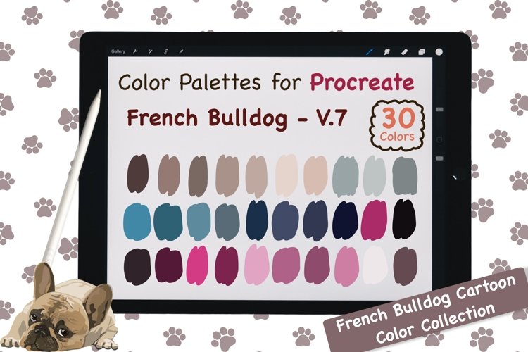 Procreate Color Palette - French Bulldog Cartoon V.7 example image 1