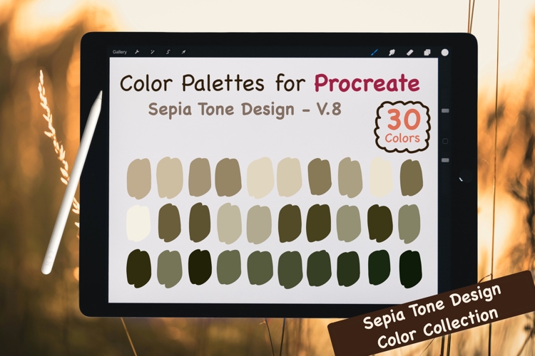 Procreate Color Palettes-Sepia Tones V.8