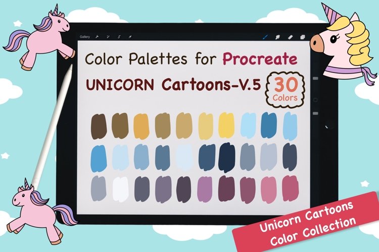 Color Palettes set for Procreate - Unicorn Cartoons - V.5