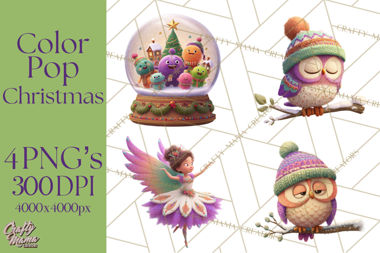 Christmas Clipart PNG, Bold Holiday Characters & Decor